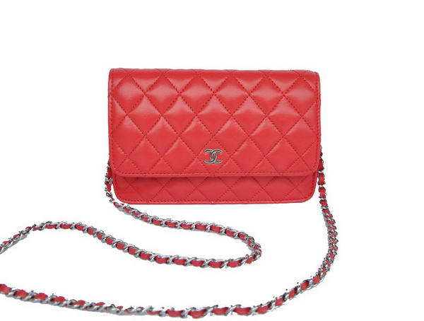 Best New Color Chanel A33814 Red Sheepskin Leather Flap Bag Silver Replica